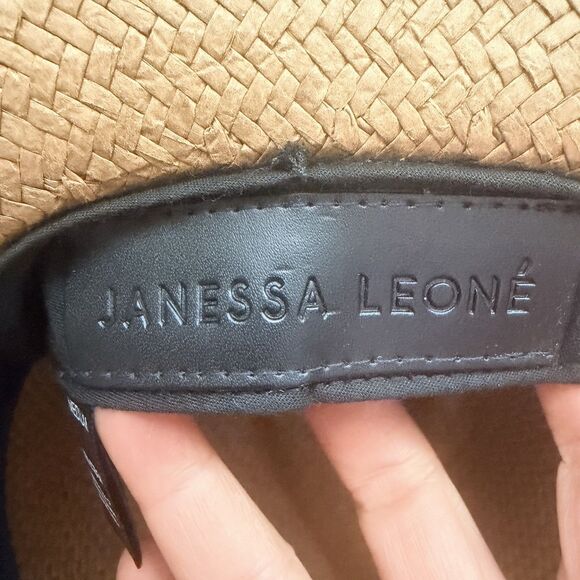 Janessa Leone Corbin Brown Straw Fedora Hat Medium 57cm Wide Brim USA Packable main image 9